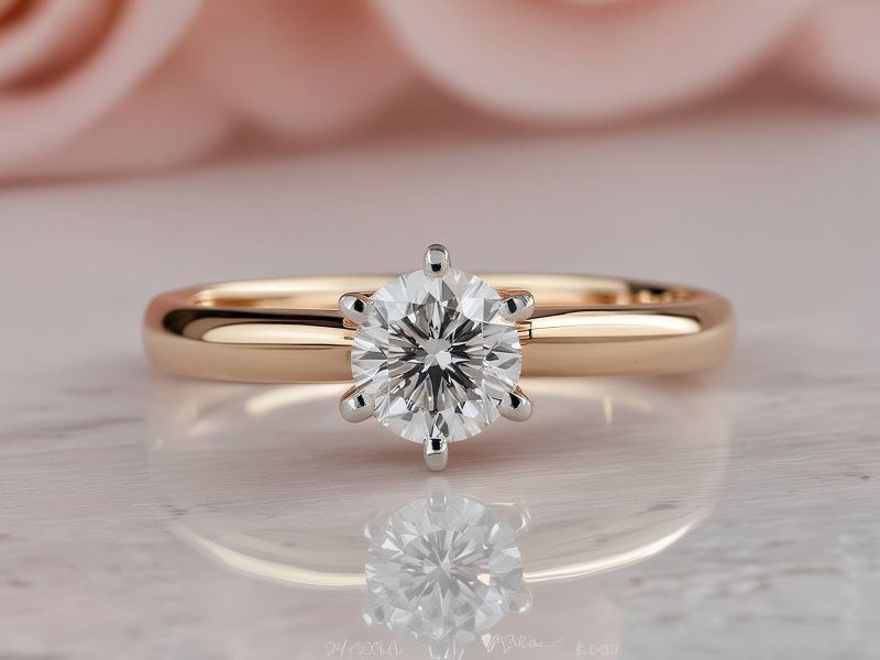Elegant engagement ring with solitaire diamond