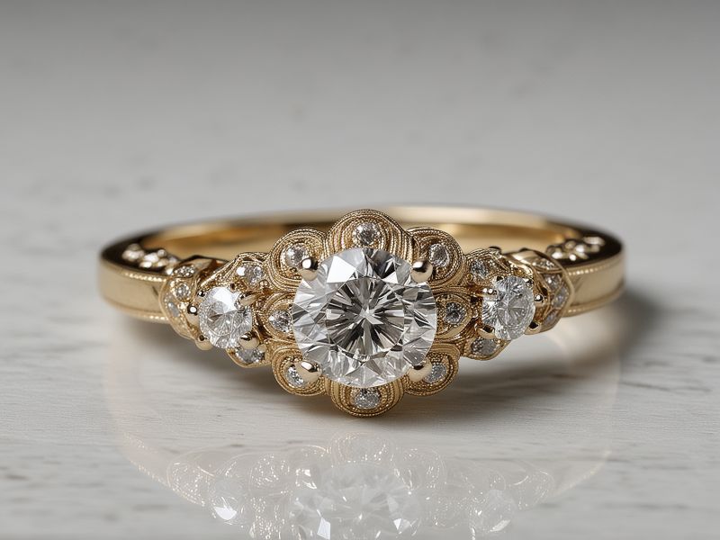 Vintage-inspired engagement ring with multiple diamonds