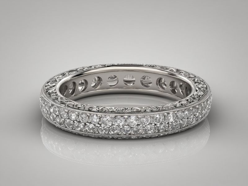 Elegant wedding band with pave diamonds